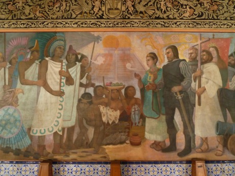 Hernán Cortés se encuentra con Moctezuma en Technotitlán. 8 de noviembre de 1519